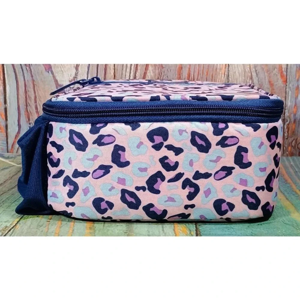 Fulton Bag Co Pink Leopard Print Insulated Lunch Box Hard Liner Water Repellent